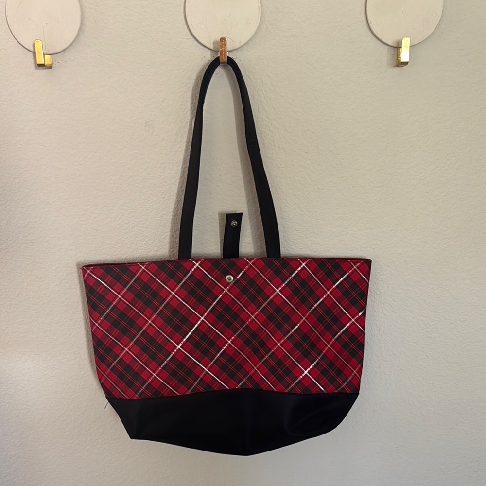 Plaid Tote Bag - Red and Black